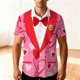 thumbnail image 1 of Blusa y camisa hawaiana de manga corta con cuello vuelto para hombre, camisa unisex informal de verano para playa, de manga corta con botones, ropa estampada divertida, blusa para hombre, 1 of 9