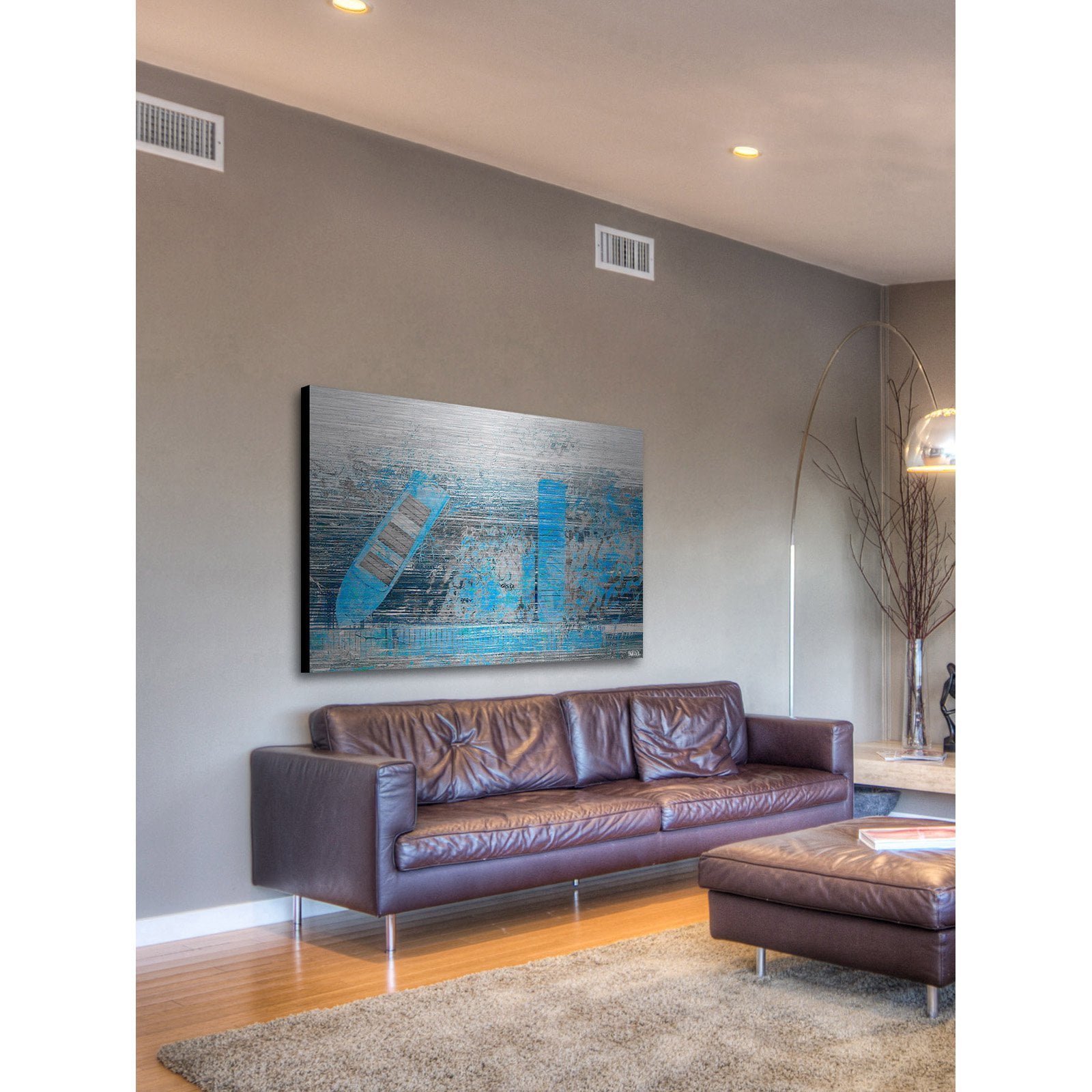 Parvez Taj "Faded Blue Pier" Painting Print on Brushed Aluminum