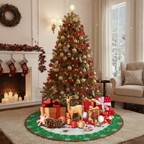 Fmbmuo Santa Claus Christmas Tree Skirt Multicolor 47 Inch Christmas Decorations, Festive Rustic Nylon,Spandex Vintage Tree Skirt for Festive Family Gatherings