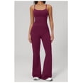 thumbnail image 4 of PISONIC Workout Sets for Women, 2 Piece Seamless Spaghetti Straps Crop Top Matching High Waist Flare Leggings Gym Yoga Outfits, 4 of 7