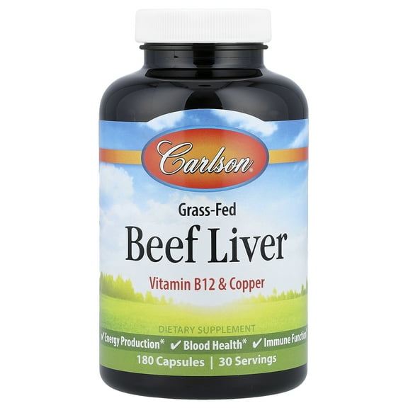 Carlson Grass-Fed Beef Liver, 180 Capsules