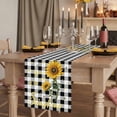 thumbnail image 3 of Sunflowers Cotton Linen Table Runner for Dining Kitchen, Spring Summer Bees Floral Black Plaid Wedding Outdoor Party Tablerunners Decoration, Dresser Scarf Coffee Tablecloth Runners 13x108 Inches, 3 of 9