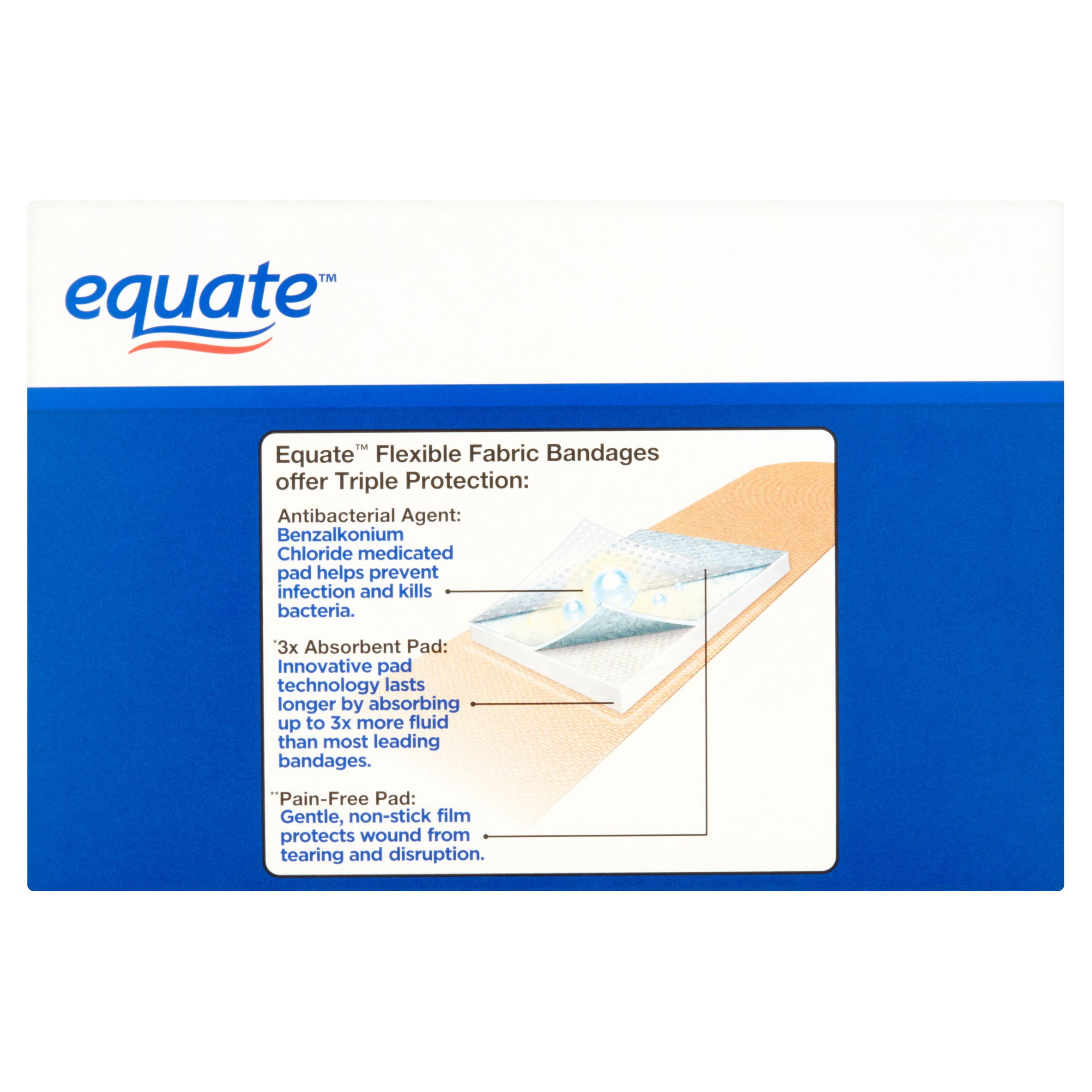 Equate Antibacterial Flexible Fabric Bandages, 100 Ct