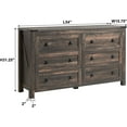 thumbnail image 6 of OKD 6 Drawers Dresser Chests for Bedroom Farmhouse, Wood Rustic Tall Chset of Drawers, Dark Rustic Oak, 6 of 7