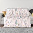 thumbnail image 3 of Throw Blanket for Couch, Bohemian Simple Funny Cute Rabbit Super Soft Fuzzy Comfy Warm Throw Blanket, Cuteness Lightweight Cozy Plush Flannel Blanket & Throws for Sofa and Bed All Season, 3 of 5