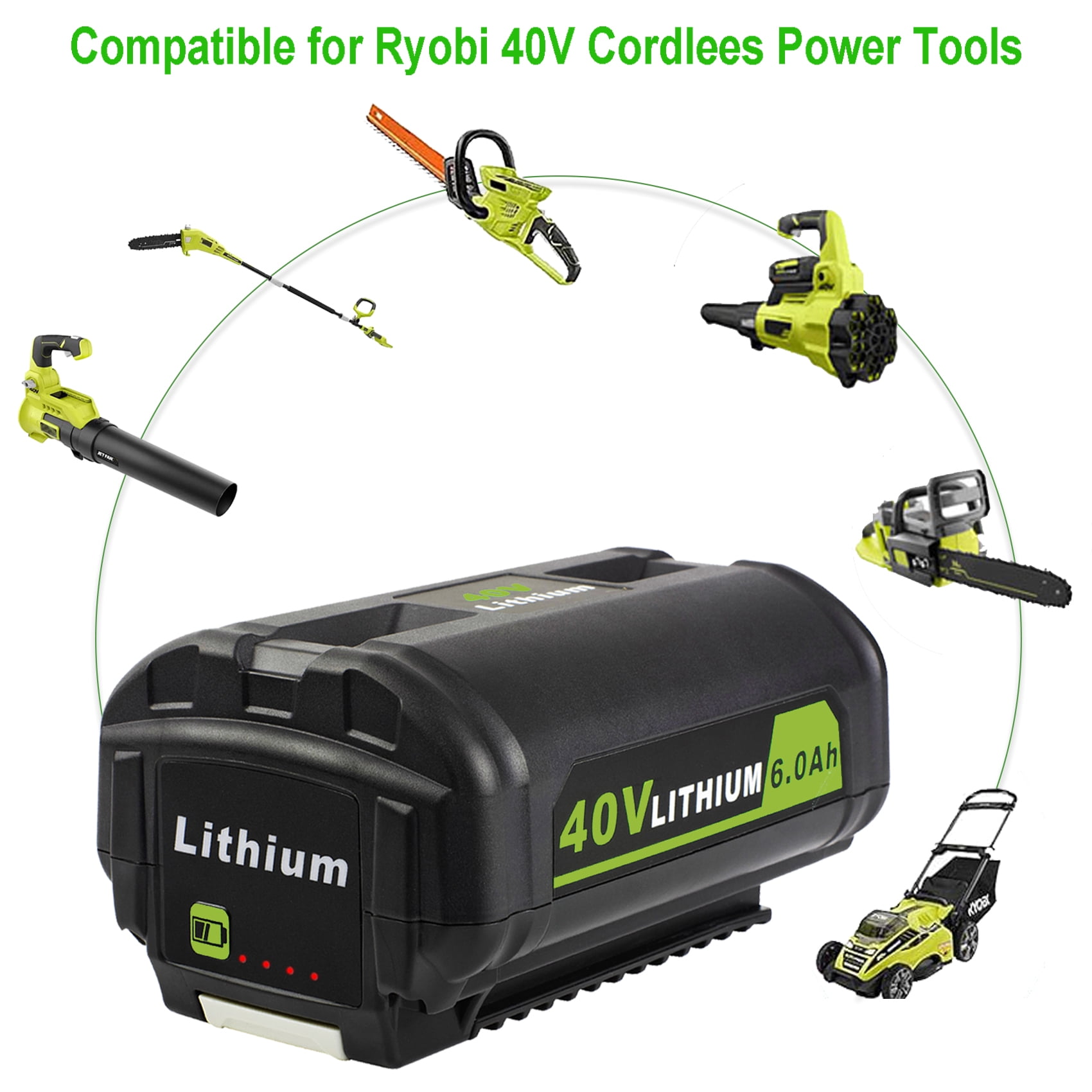 40V 6.0Ah  Battery  Replacement for Ryobi OP4050 40V Battery