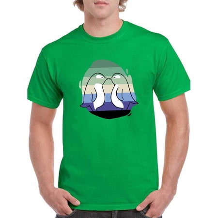 Penguin Couple W Pride Flag T-Shirt Men -Smartprints Designs Male Small