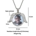 thumbnail image 5 of Saintda Angel Wing Custom Made Photo Round Shape Pendant With 3mm Rope Chain Solid Back Paved AAA Cubic Zircon Stones Birthday Anniversaries Gift, 5 of 5