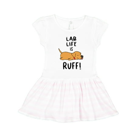 

Inktastic Lab Life is Ruff! Yellow Lab Gift Toddler Girl Dress