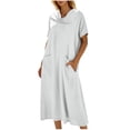 thumbnail image 6 of Taqqpue Maxi Dress for Women Short Sleeve Crew Neck Layered Ruffle Boho Casual Flowy Long Dresses Solid Color T Shirt Dress Beach Vacation A Line Sundress for Women, 6 of 10