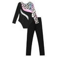 thumbnail image 6 of TiaoBug Long Sleeve Gymnastic Leotard for Girls Dance Skating Jumpsuit with Leggings Pants 2Pcs Set Leopard 8, 6 of 7