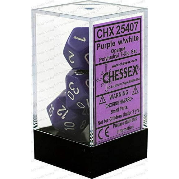 Chessex CHX25407 Dice-Opaque Purple/White Set
