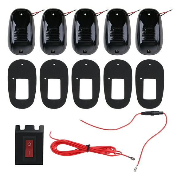 ROCKROK Smoked 5Pcs 12 LED Cab Roof Running Marker Lights Truck Pick Up SUV Off Road Set