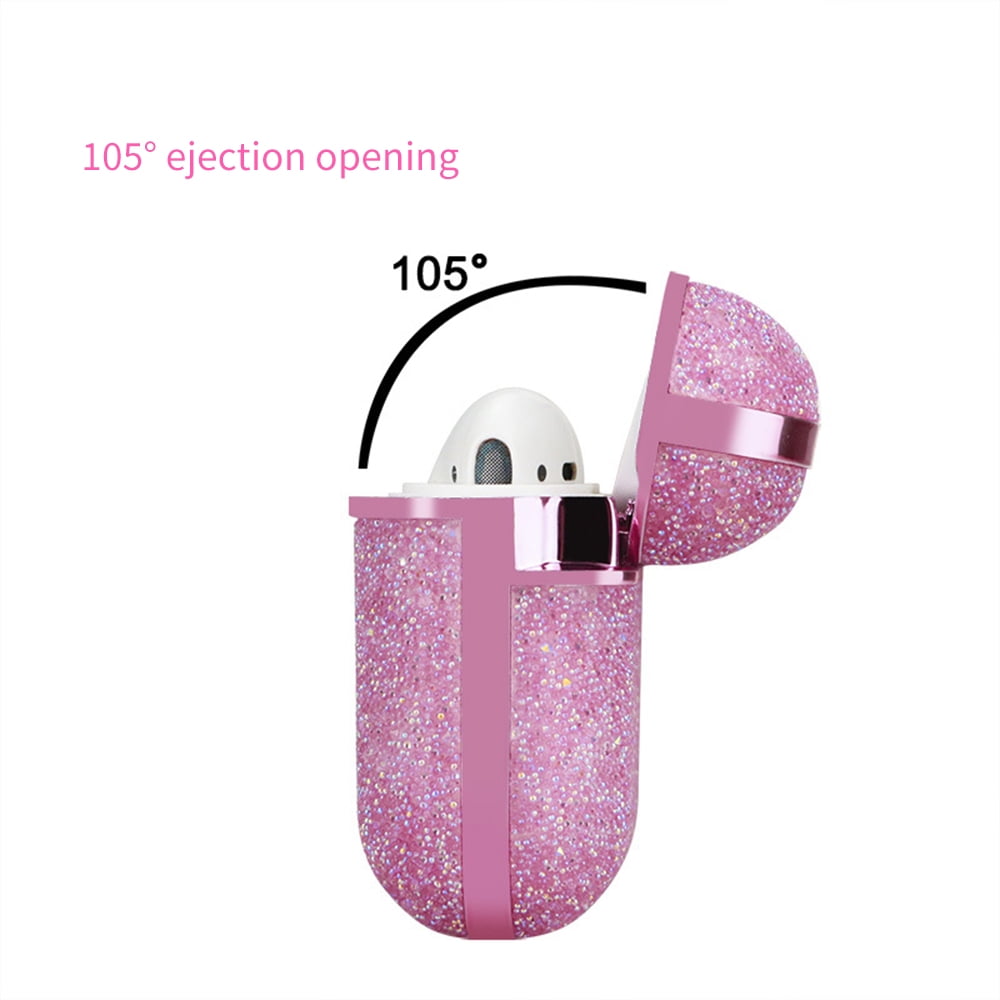  Guess AirPods Case Cover in Pink Glitter with Keychain Slot,  Compatible with Apple AirPods 1 and AirPods 2, Silicone Protective Hard Case,  Shockproof, Wireless Charging, and Signature Printed Logo : Electronics