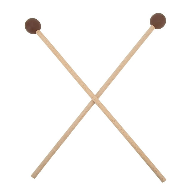 Bâton de Chantier, Tête en Caoutchouc Maillet Cloche Longue Durée de Vie Résistant à l'Usure 2 Pcs Poignée Antidérapante en Érable pour Instrument de Percussion Blanc, Marron