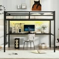 thumbnail image 2 of Bellemave Full Size Loft Bed with Desk and LED Light, Heavy Duty Metal Loft Bed Frame with Power Outlet, Loft Bed Full with Safety Guard & Ladder, Space-Saving, Noise Free, Black, 2 of 10