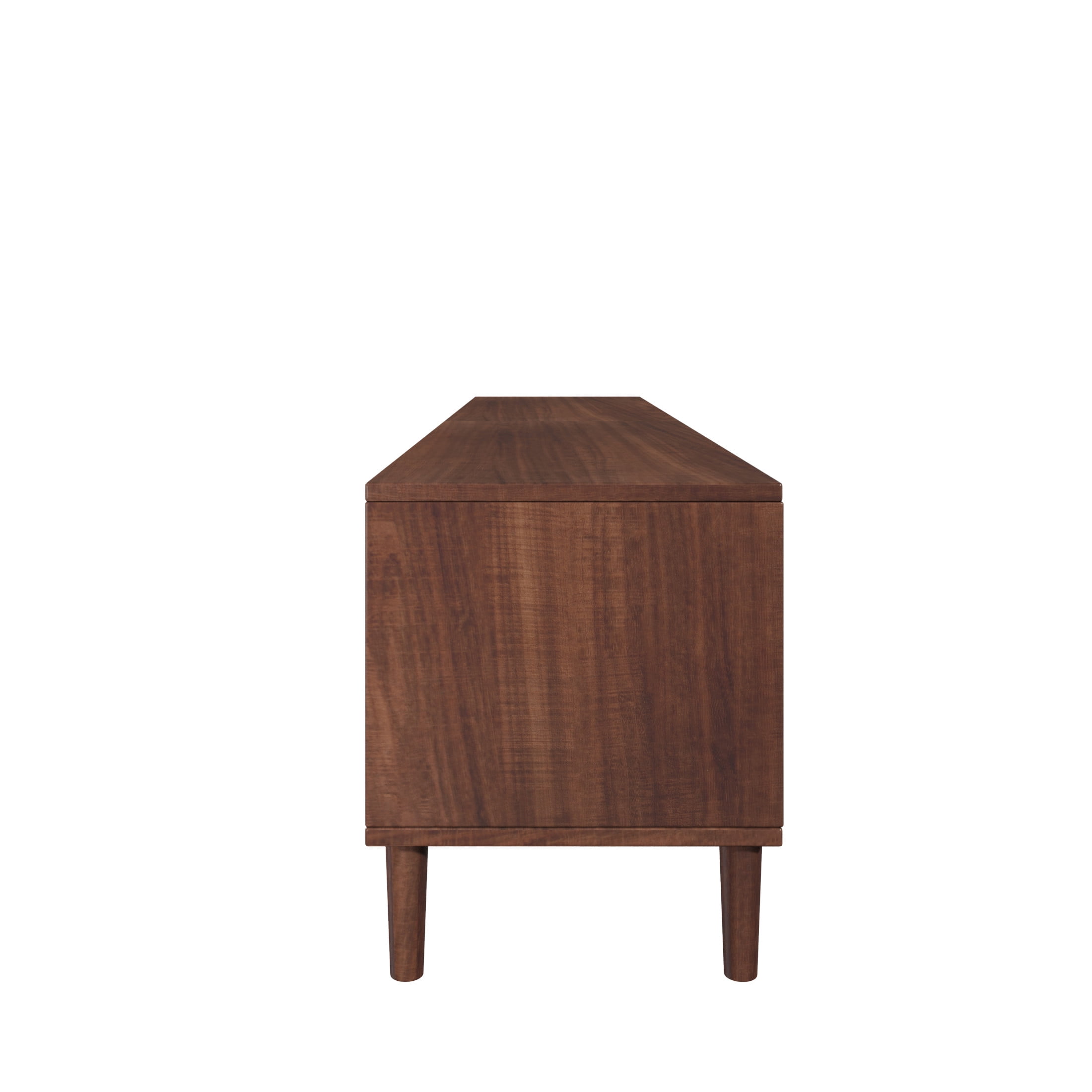 Noble House Modern TV Stand for TVs up to 90" with LED Lights, Glass Door Storage and Drawers, Dark Brown