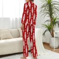 thumbnail image 3 of Top-kevin Pajama Sets for Womens Purple White Checker Loose Button Down Long Sleeve Shirts And Pants Set, 3 of 12