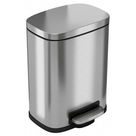 iTouchless Softstep 5 Liter Stainless Steel Step Trash Can, 1.32 Gallon Small Pedal Bathroom Trash Can, Perfect for Office and Bathroom