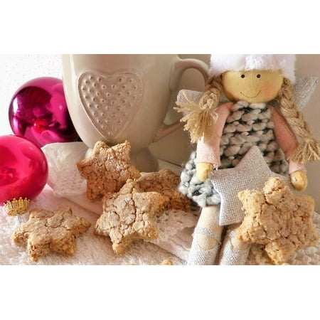 Star Photo Plaque - Acrylic Face Mounted Prints Cookie Angel Bake Cinnamon Stars Christmas Advent Print 20 x 16. Worry Free Wall Installation - Shadow Mount is Included.