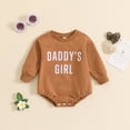 thumbnail image 2 of XDZJLR Baby Boy Girl Outfits Toddler Long Sleeve Letter Prints Rompers Jumpsuits Kids Clothes Brown 6-12 Months, 2 of 7