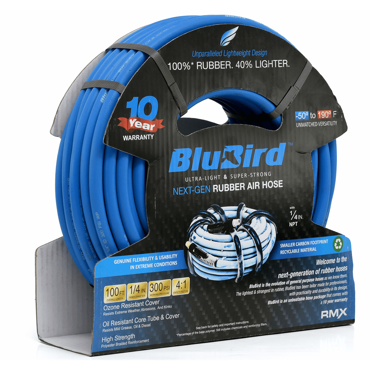 BluBird BB14100 Rubber Air Hose 1/4" x 100 ft