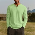 thumbnail image 2 of Inglocry Men's V Neck Long Sleeve Shirts Casual Henley Cotton T-Shirts Slim Fit Longline Tee Shirts Mint Green L, 2 of 4