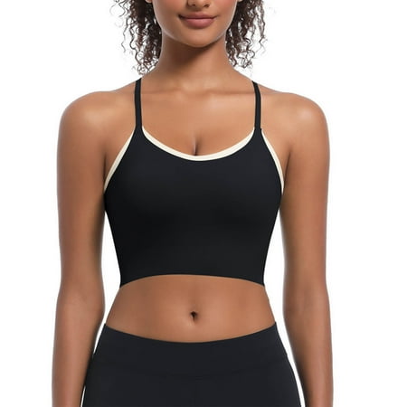 Uaswgudfs Womens U Neck Longline Sports Bra - U Back Workout Fitness Tank Tops Self-confidence 2025