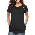 thumbnail image 4 of TEMOFON Women's Tops Short Sleeve T Shirts Blouse Casual Tunic Top Button Black Tees Summer Tops for Women with Side Pockets, 4 of 8