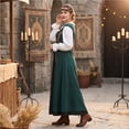 thumbnail image 4 of Renaissance Costume Women, Victorian Dress, Renaissance Dress Women, Renaissance Dress Women Medieval Costume Court Dress Victorian Regency Queen Princess Peasant Dress-Dress+Vest, Dark Green XXL, 4 of 5