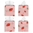 thumbnail image 2 of Uemuo Strawberry Tissue Box Cover Holder, Square with Bottom Belt - PVC Leather Decorative Organizer for Tabletop, Bathroom, Car, Office, 2 of 8