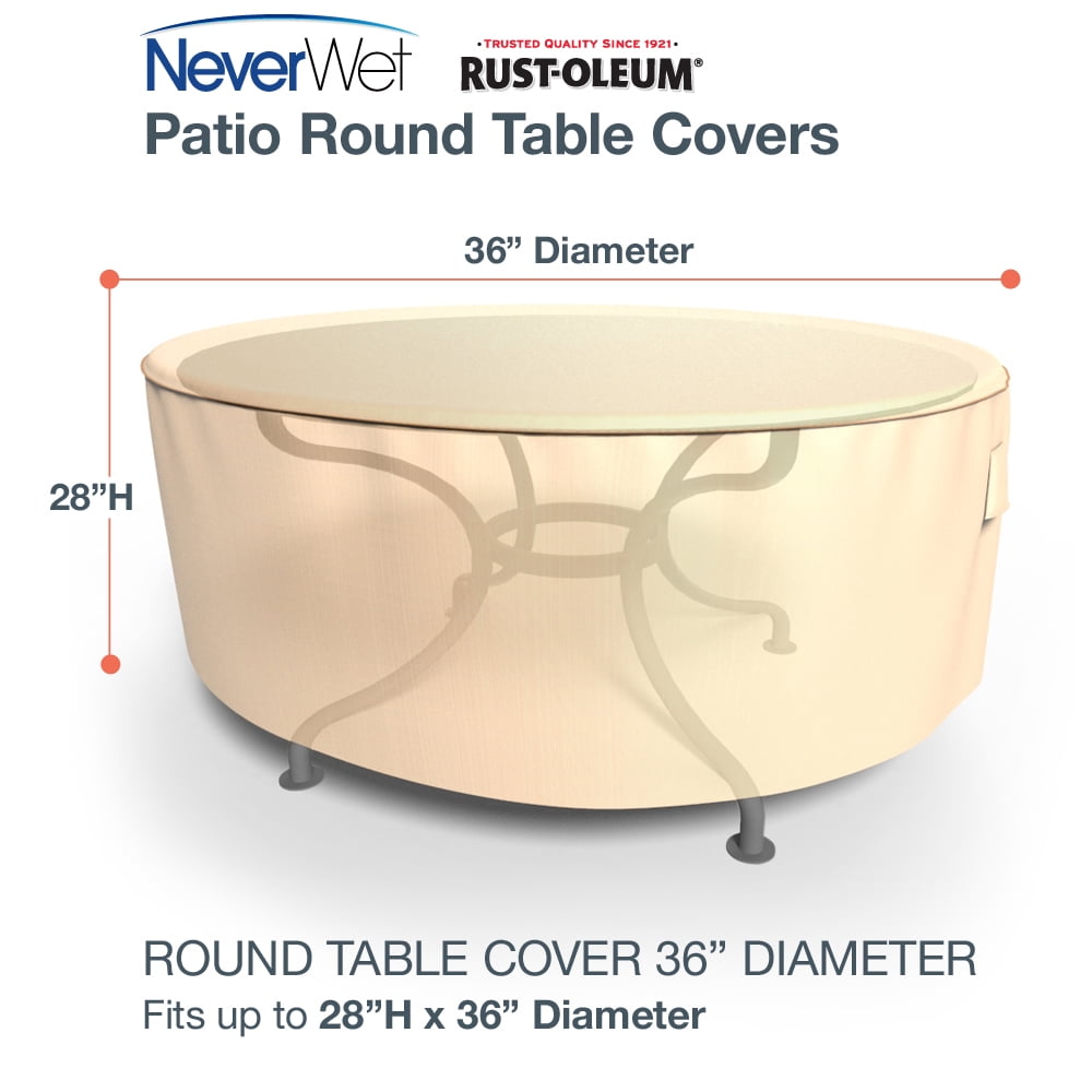 Budge Small Tan Patio Round Table Cover, StormBlock™ Savanna