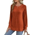 thumbnail image 4 of KIHOUT Hauts pour Femmes de Printemps et d'Hiver Mode Couleur Unie Col Rond Chandail à Enfiler Manches Longues Chandails Amples Hauts, 4 of 8