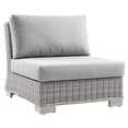 thumbnail image 4 of Modway Conway Rattan & Fabric Outdoor Patio Armless Chair in Light Gray, 4 of 8