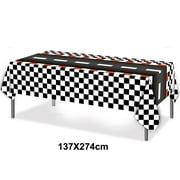 Checkered Race Car Party Black White Checkered Flag Tablecloth Road Tablecloth Racetrack TableCover Racing Birthday Party Decor