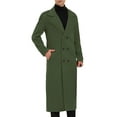 thumbnail image 5 of Unique Bargains Men's Pea Coat Notch Lapel Double Breasted Solid Color Overcoat L Olive Green, 5 of 6