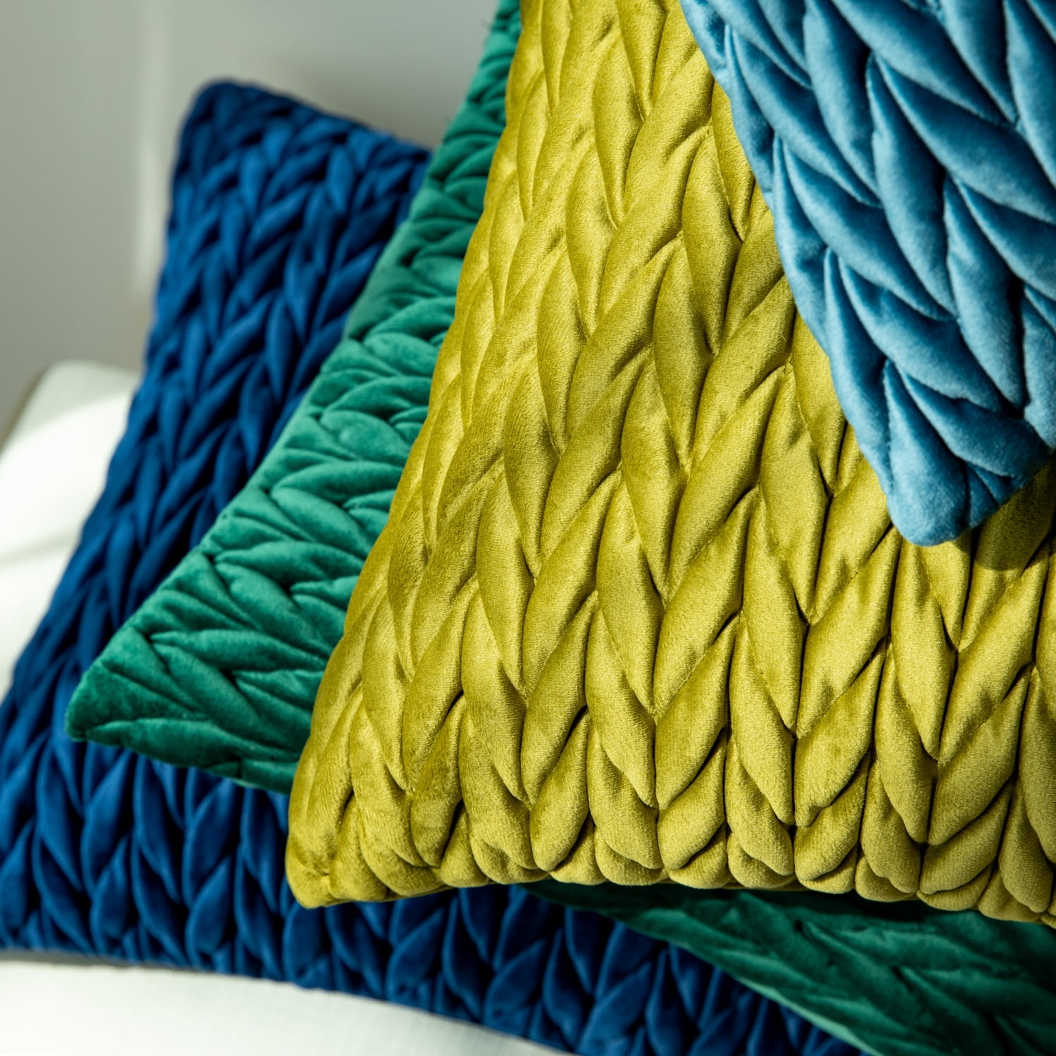 Phantoscope 20" x 12" Modern Blue Chevron Polyester, Velvet Throw Pillow , ( 2 Count)