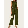 thumbnail image 3 of FreshPretty Jumpsuits For Women Dressy Summer One Piece Sleeveless Ruffle Mock Neck Belt Pockets Formal Wide Leg Pants Romper, 3 of 5