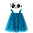 thumbnail image 4 of Vestido de verano popular para niñas, vestido de princesa dulce de malla, falda con orejas de madera y tocado, 4 of 6