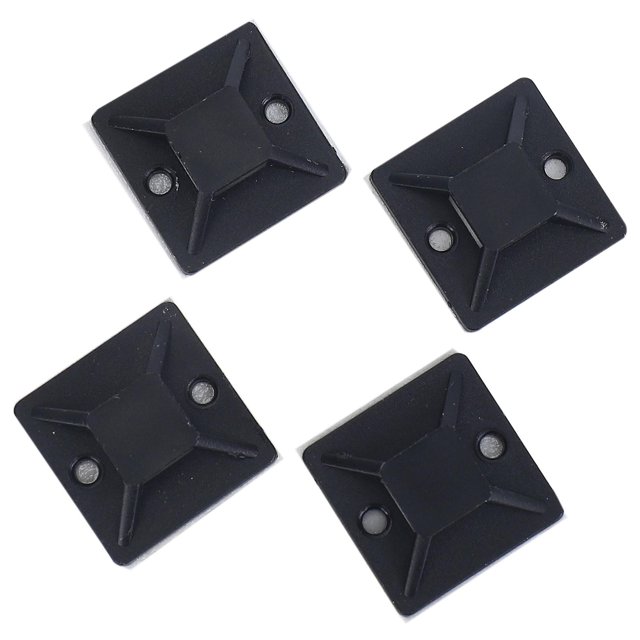 100 piezas de soportes adhesivos para bridas de cables, 20 x 20 x 6 mm, color negro