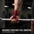 thumbnail image 2 of Weight Lifting Straps with With Cuffed D Ring, Heavy Duty Thyick Comfortable Lifting Straps, Secure Fit, Enhanced Grip, Straps for Weightlifting & Gym Training,Red, 2 of 6