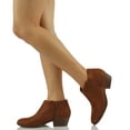 thumbnail image 5 of Soda Mug Cognac Closed Rounded Toe Side Zipper Stacked Heel Ankle Fashion Boots (Cognac, 8.5), 5 of 5