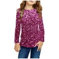 thumbnail image 2 of MKOSPLRT Sparkly Print Tops for Kid Long Sleeve Casual Dressy T Shirts Crewneck Loose Fit Shirts Glitter Party Shirts Blouses 3-13 Years, 2 of 6