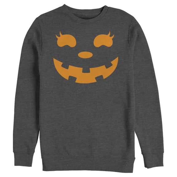 Men's CHIN UP Halloween Jack o' Lantern Face Sweatshirt Charcoal Heather Small