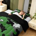 thumbnail image 4 of Manfei Minimalst Camouflage Twin Comforter Sets, Mid Century Camo Bedding Set, Gray Green, Black Reversible, 2 Pieces, 1 Comforter and 1 Pillowcase, 4 of 7