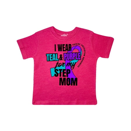 

Inktastic Suicide Prevention I Wear Teal and Purple for My Step Mom Gift Toddler Boy or Toddler Girl T-Shirt