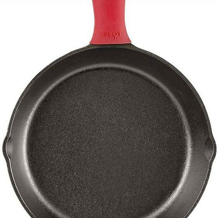 Lodge Cast Iron Skillet with Red Silicone Hot Handle Holder, 10.25-inch
