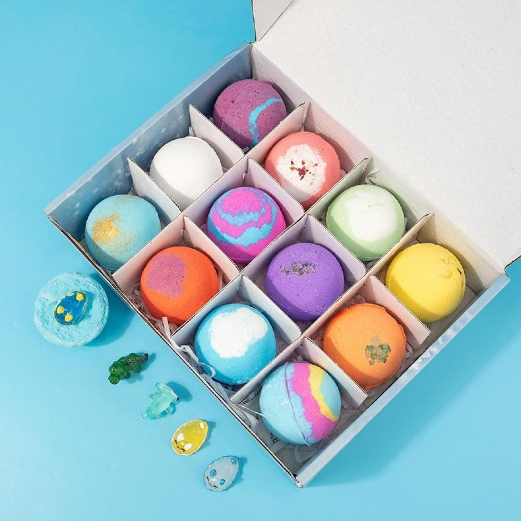 Easter Bath Bomb,Easter Egg Bath Bombs For Kids,Easter Bath Bombs with Toys Inside, 12-Pack Kids Bath Bombs with Surprise Inside, Splashy Surprises Bath Bomb(12pcs/Set)