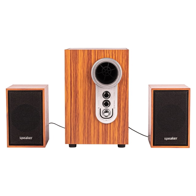 Minicomponente Minimalista Retro Genérica Wood Subwoofer Aux 3.5 Color Marrón Claro Potencia Rms 6 W