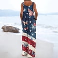 thumbnail image 4 of Iaqnaocc 250 Anniversary Usa Flag Womens Jumpsuit Loose Fit American Flag Floral Print Sleeveless Wide Leg Summer One Piece Adjustable Strap Red White and Blue Jumpsuits Rompers Navy 2XL, 4 of 4
